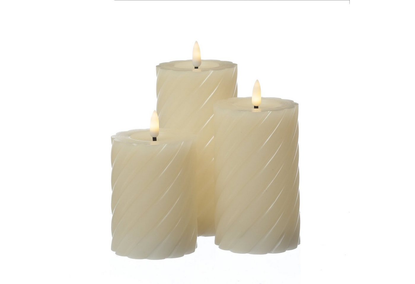 MARELIDA LED-Kerze LED Kerze Twist Echtwachs gedreht flackernd H: 15cm Timer creme, warmweiß (2100K bis 3000K) Bild 2