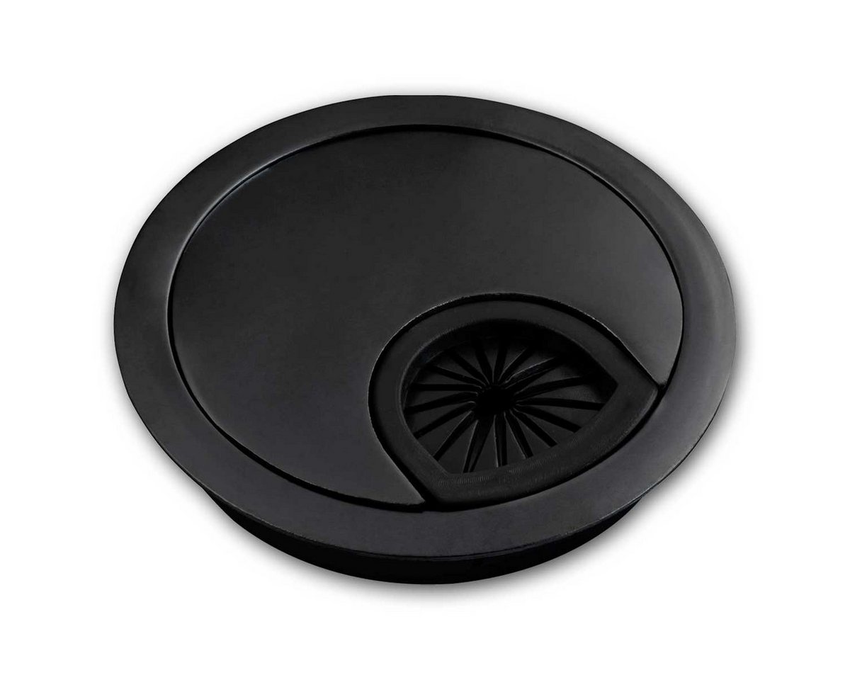 McPower Kabelkanal Kabeldurchführung WB-02, Metall, schwarz, Ø70mm