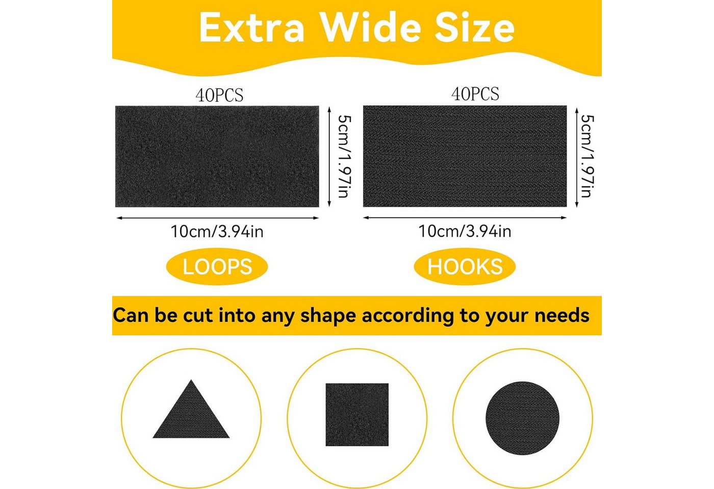 FELIXLEO Klettband Klettband Selbstklebend Extra Stark 40 Stück 50x100mm, (1-St)