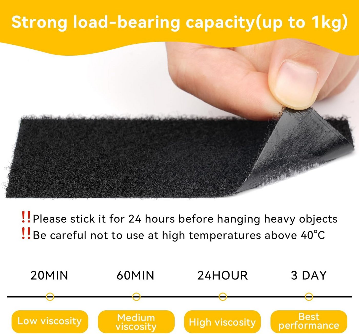 FELIXLEO Klettband Klettband Selbstklebend Extra Stark 40 Stück 50x100mm, (1-St) Bild 3