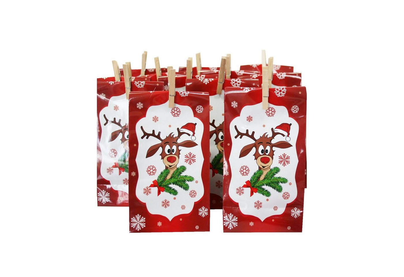Annastore befüllbarer Adventskalender zum Selbst Befüllen - Adventstüten - Papiertüten für Adventskalender, 20 x 10 x 6 cm