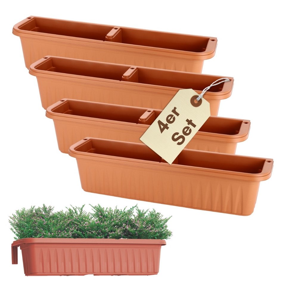 GarPet Balkonkasten 4er Set Blumenkasten Balkon 80 cm Balkonkasten mit Halterung Bild 3