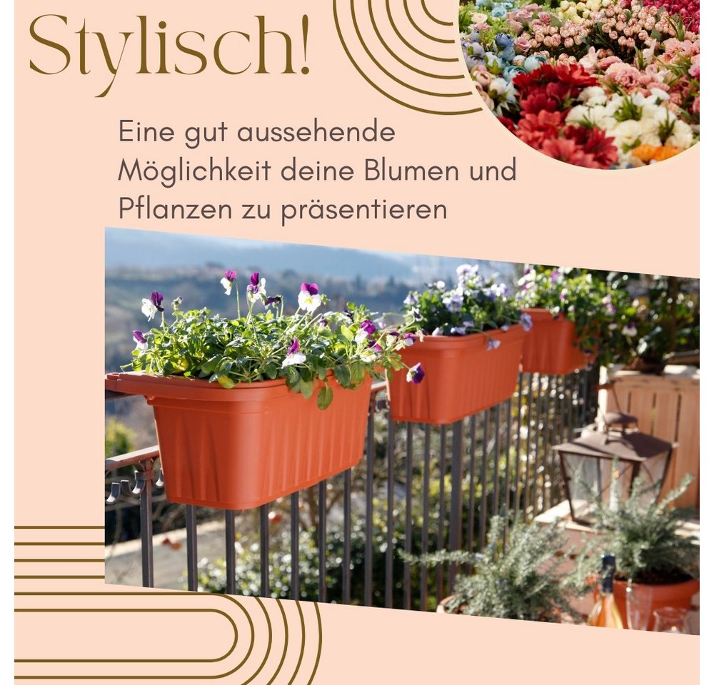 GarPet Balkonkasten 4er Set Blumenkasten Balkon 80 cm Balkonkasten mit Halterung Bild 5