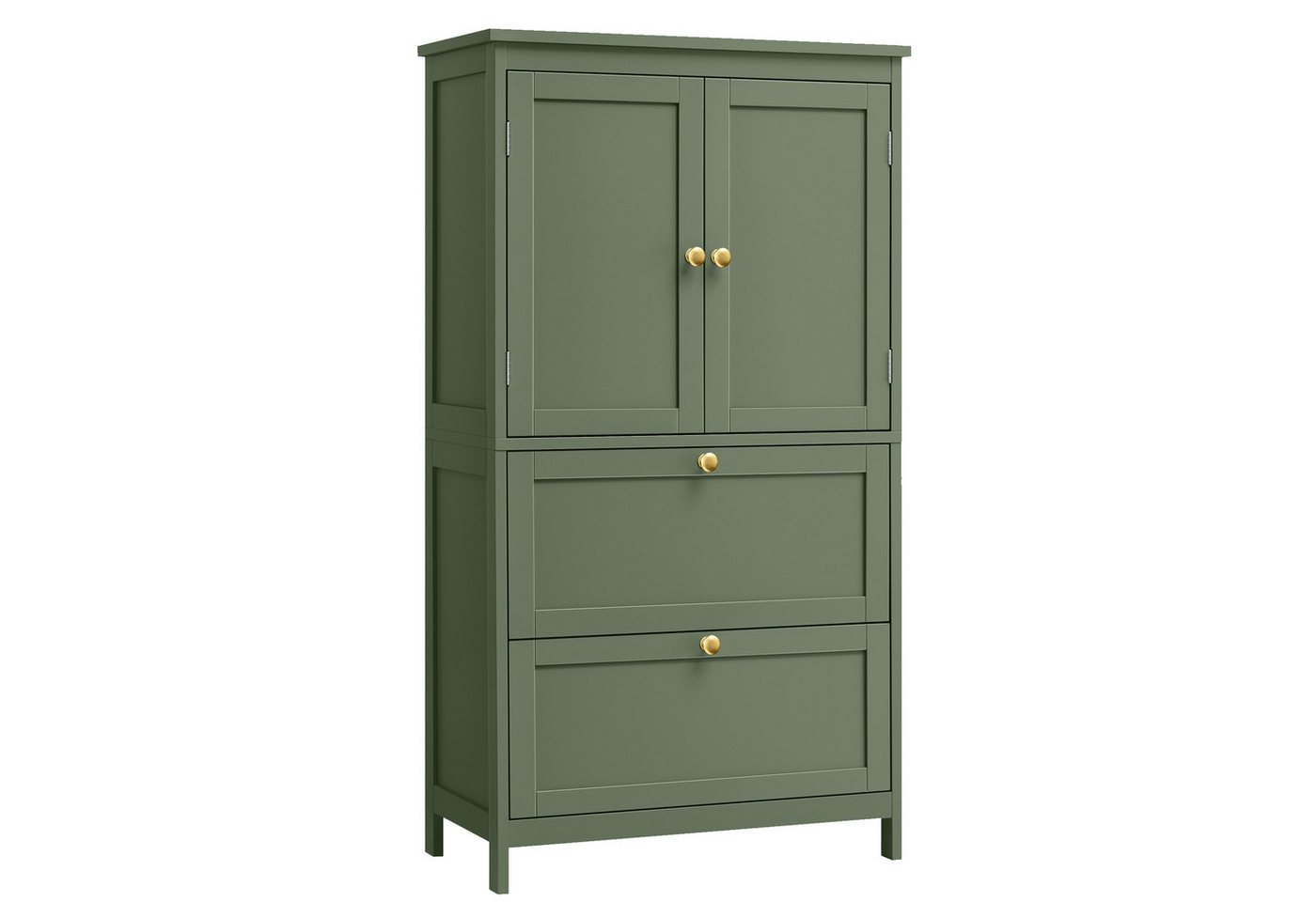 VASAGLE Badkommode Badezimmerschrank Badschrank verstellbare Ablage, mit 2 Türen und 2 Schubladen, 60 x 30 x 110 cm, Küchenschrank Bild 2
