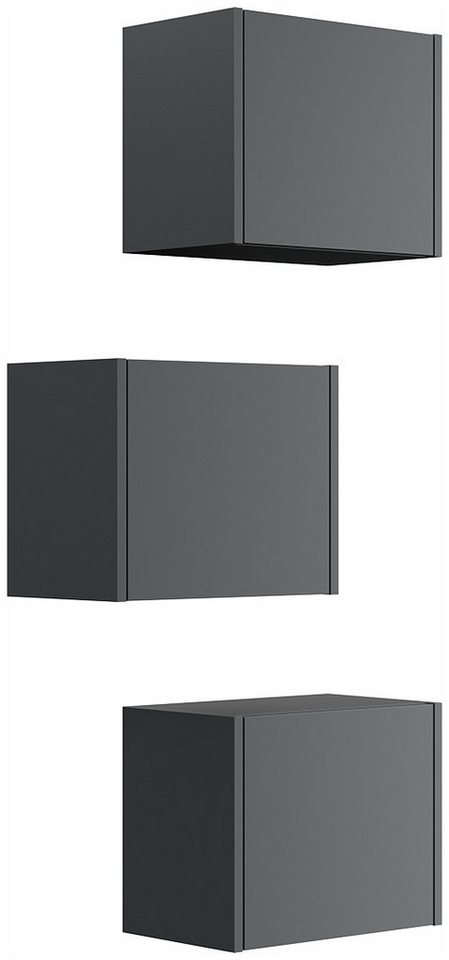 Magnolia Home Hängeschrank 3er Set Badschränke Taifun - variable Montage - kreatives Bad grafit