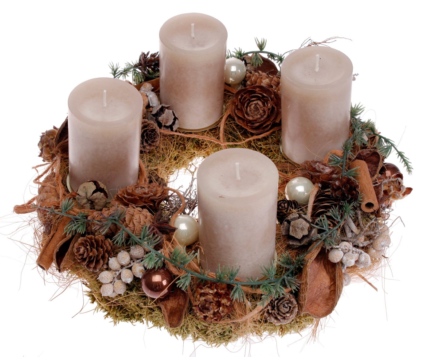 CreaFlor Home Adventskranz Adventsdeko, Handarbeit, Natur, Adventskranz, H: 16cm