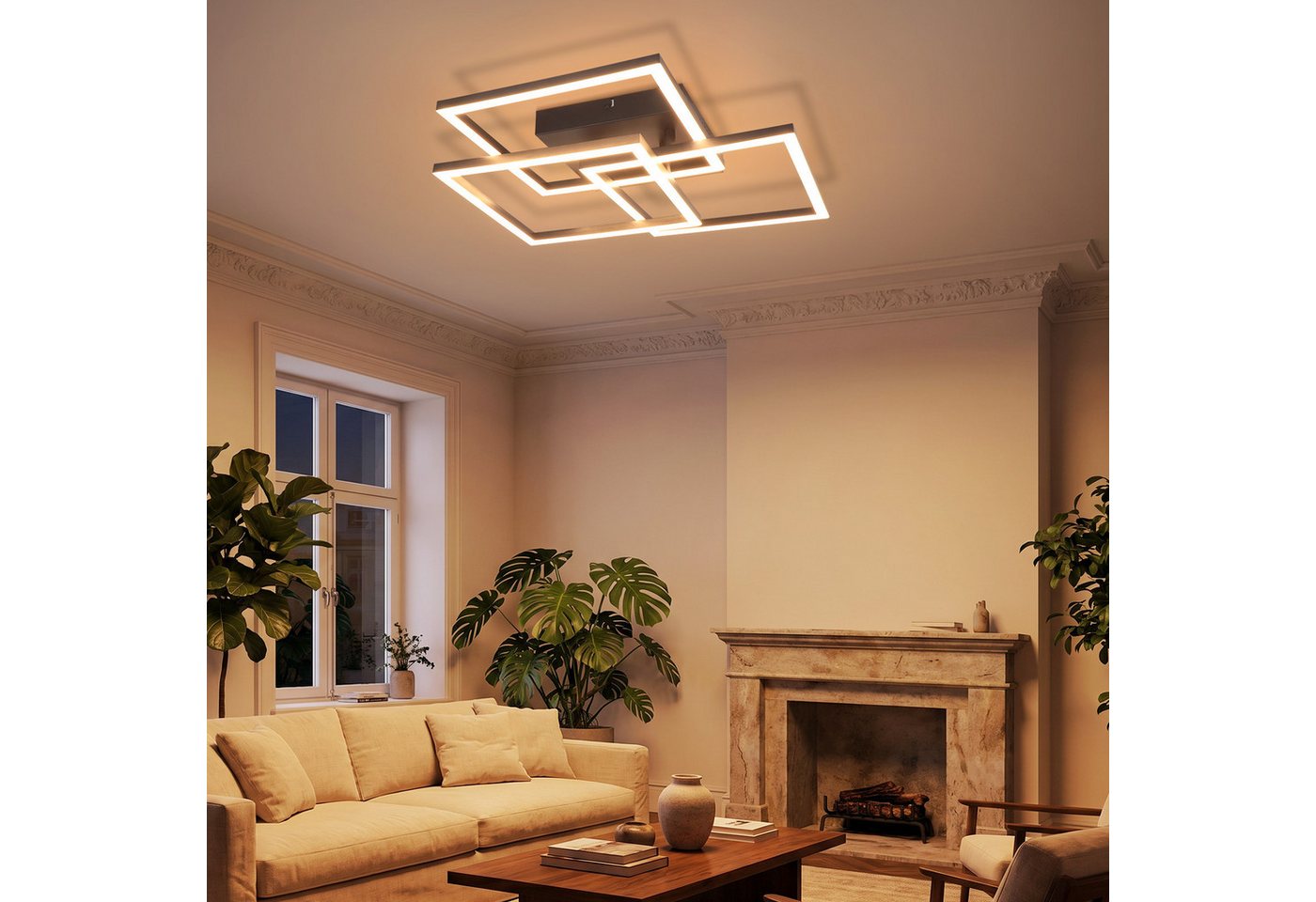 Nettlife LED Deckenleuchte 31/43W dimmbar Wohnzimmer Fernbedienung eckig modern Deckenlampe, LED fest integriert, für Schlafzimmer Küche Büro wechselbar von 3000K-6000K