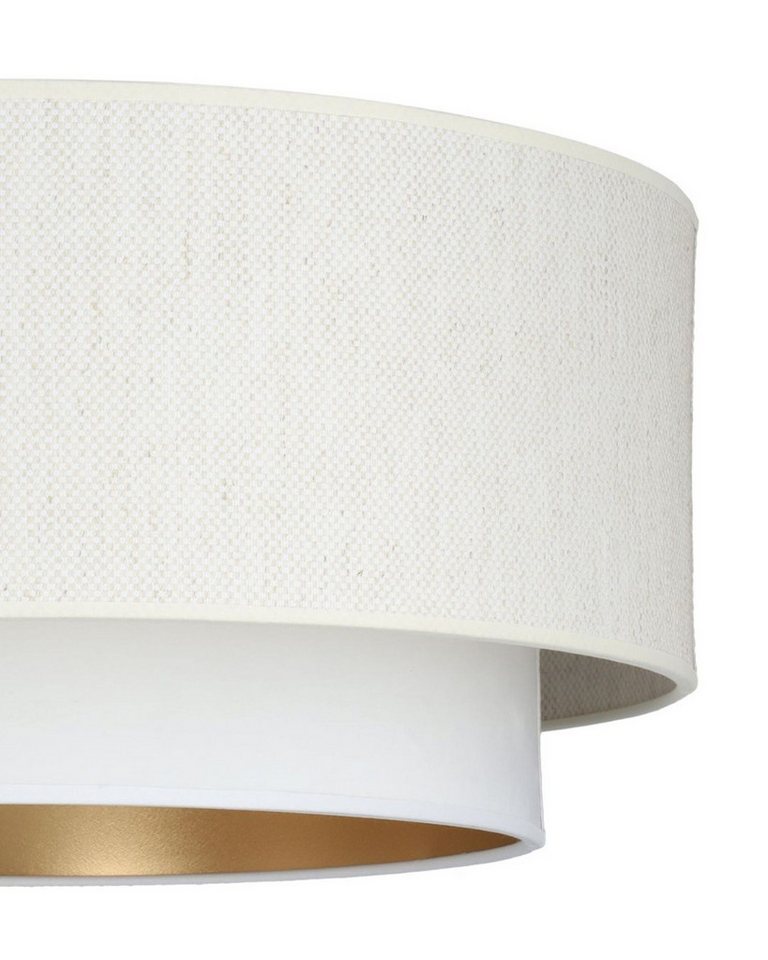 Licht-Erlebnisse Deckenleuchte ALEN, ohne Leuchtmittel, Stoff Metall E27 45 cm breit in Weiß Gold rund Modern Deckenlampe Bild 2