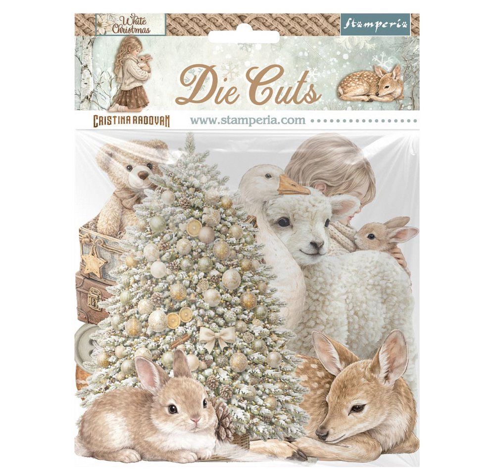 Stamperia Motivpapier Stanzmotive "White Christmas", 32 Teile