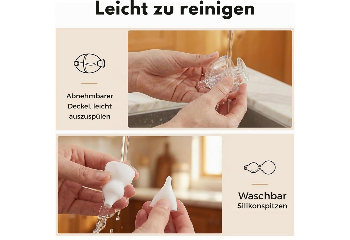 Vivitar Nasensauger mit flexiblem Schlauch, für Neugeborene & Babys, USB wiederaufladbar, LCD Display, einstellbare Saugstufen, sanftes Licht, optionale Musik, weiche Silikonaufsätze, leiser Baby Nasensauger bei verstopfter Nase, Nasenschleim Absauger, tragbar für Zuhause, unterwegs Bild 2