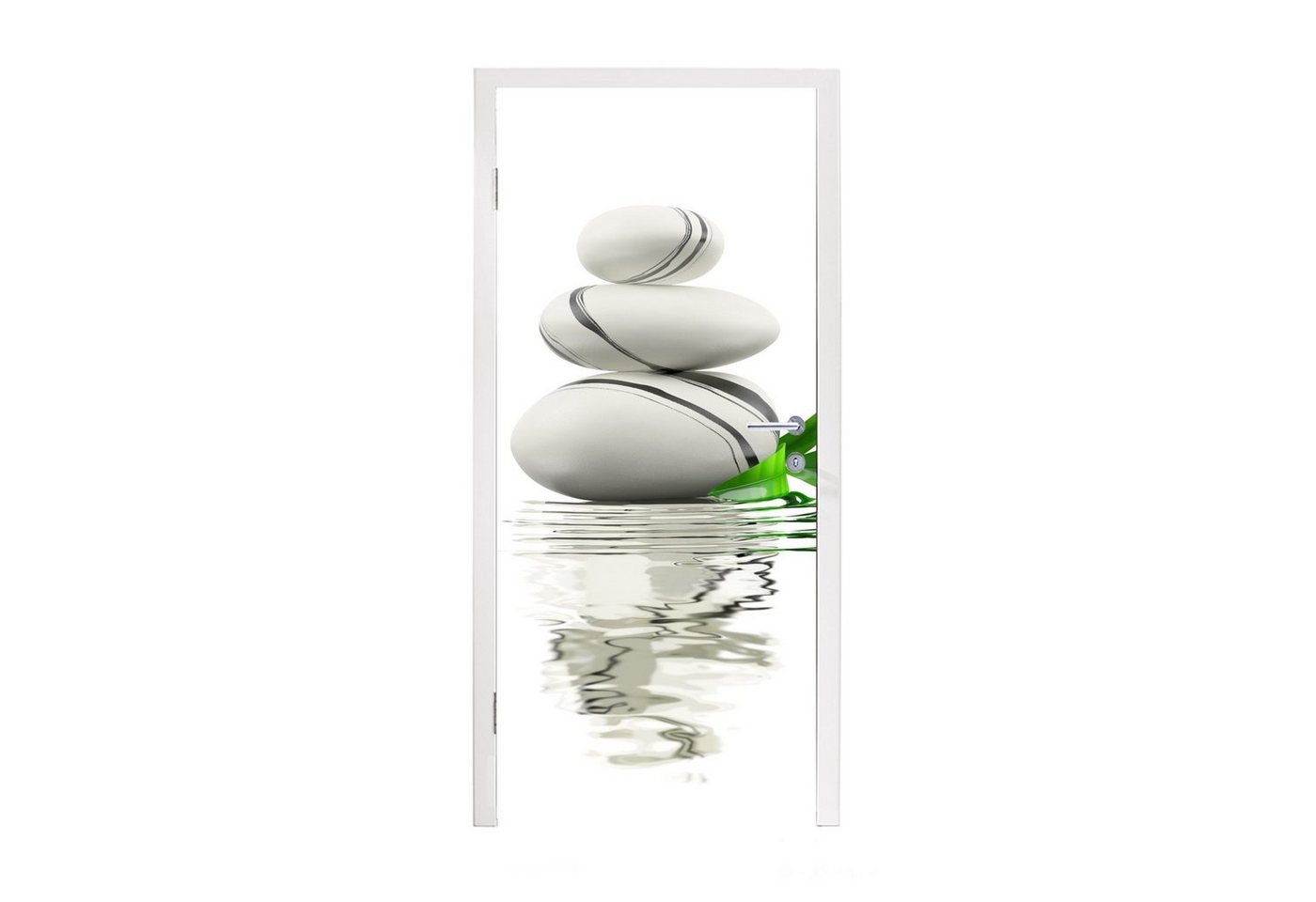 MuchoWow Türtapete Zen-Steine im Wasser, Matt, bedruckt, (1 St), Selbstklebende Tapete, Folie für Möbel, 75x205 cm Bild 2
