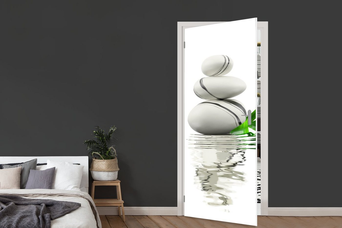 MuchoWow Türtapete Zen-Steine im Wasser, Matt, bedruckt, (1 St), Selbstklebende Tapete, Folie für Möbel, 75x205 cm Bild 4