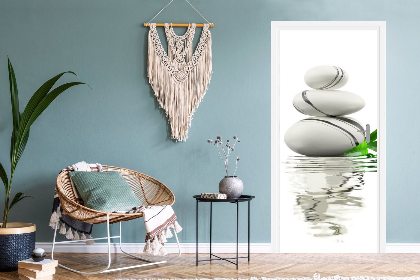 MuchoWow Türtapete Zen-Steine im Wasser, Matt, bedruckt, (1 St), Selbstklebende Tapete, Folie für Möbel, 75x205 cm Bild 5