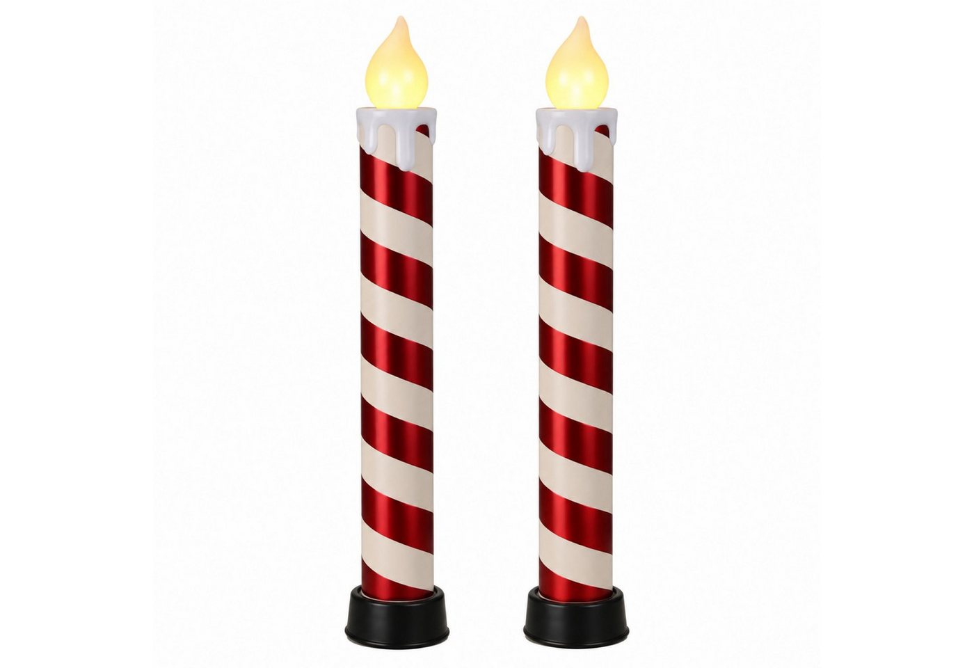 BURI Kugelleuchte XXL Kerze Zuckerstange 83cm Weihnachtskerze groß Timer Zuckerstange Bild 3