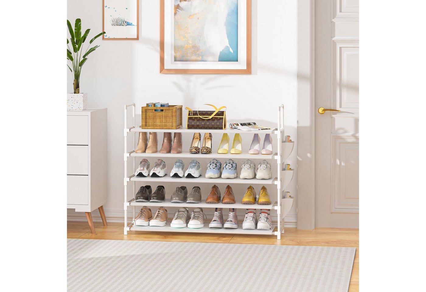 LuxusKollektion Schuhregal Schuhregal 5 Ebenen Schuhorganizer 20 Paar Weiß 5 Tier