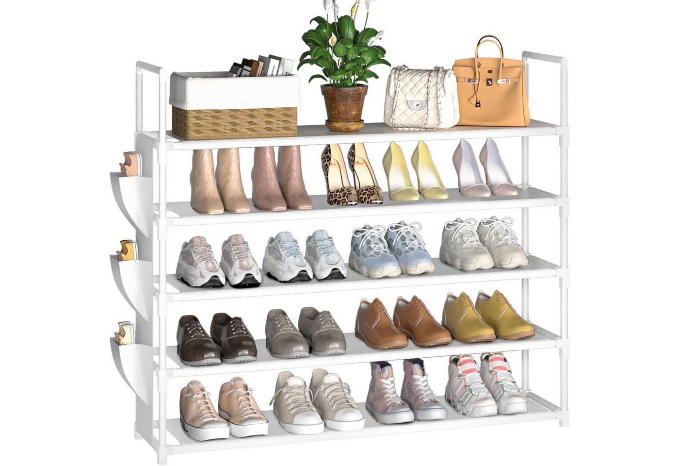 LuxusKollektion Schuhregal Schuhregal 5 Ebenen Schuhorganizer 20 Paar Weiß 5 Tier Bild 3