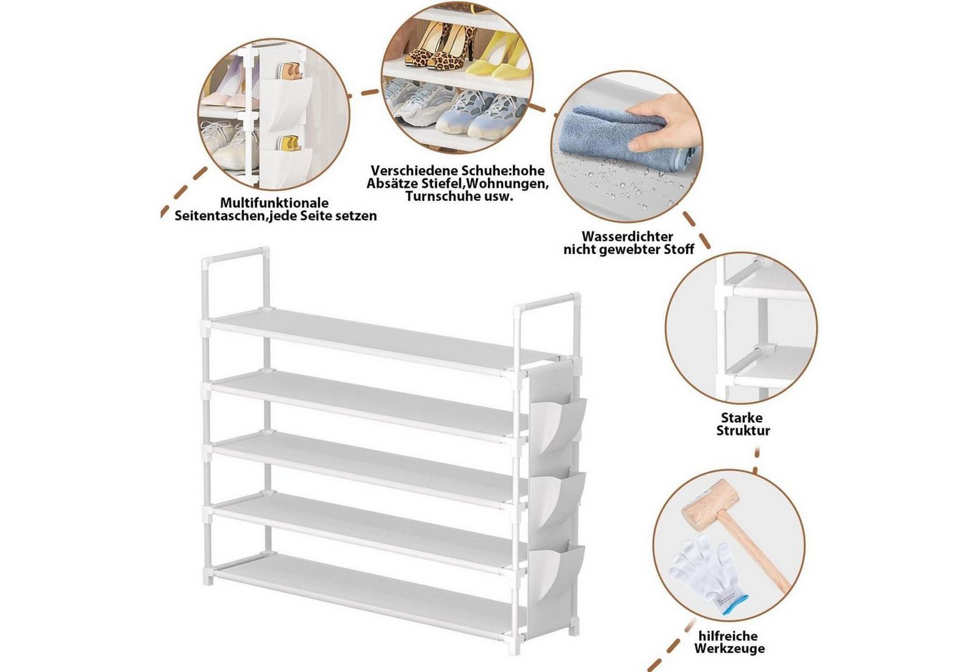 LuxusKollektion Schuhregal Schuhregal 5 Ebenen Schuhorganizer 20 Paar Weiß 5 Tier Bild 4