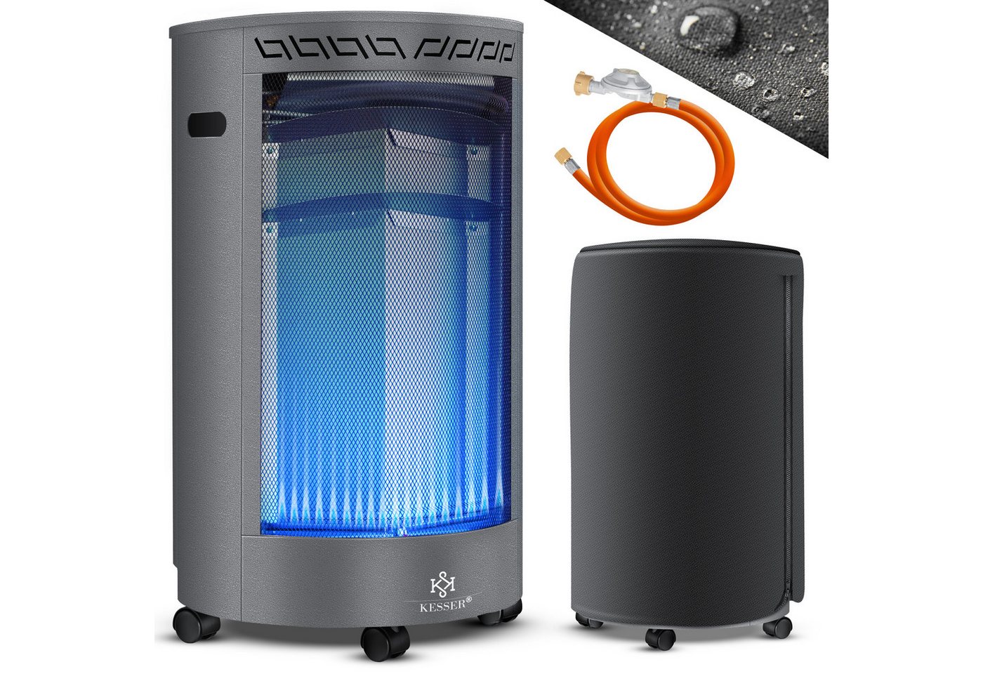 KESSER Heizstrahler, 4200 W, Gasheizer Keramik Gas Heizer 4200 Watt Heizstrahler + Gasdruckregler