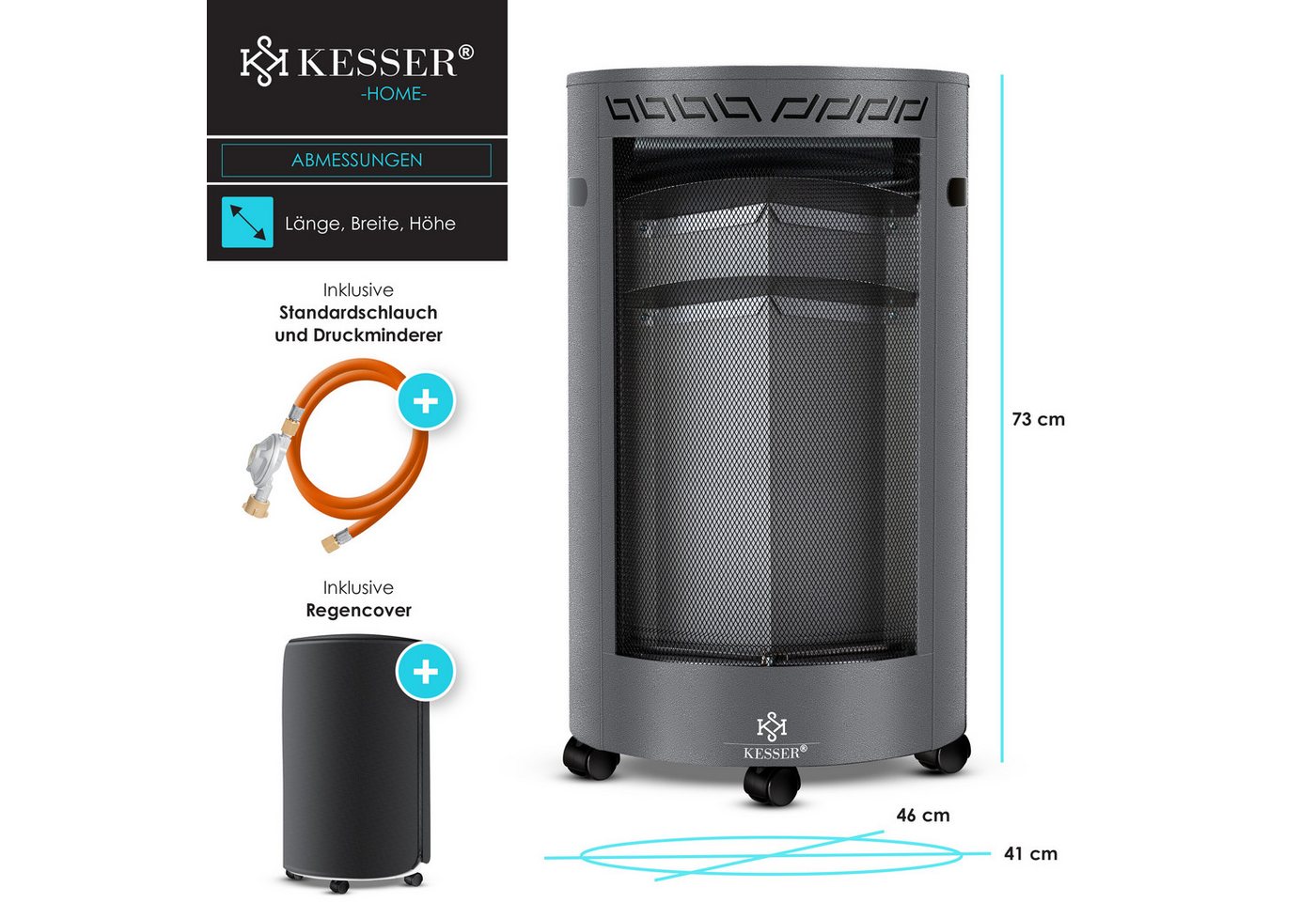 KESSER Heizstrahler, 4200 W, Gasheizer Keramik Gas Heizer 4200 Watt Heizstrahler + Gasdruckregler Bild 5