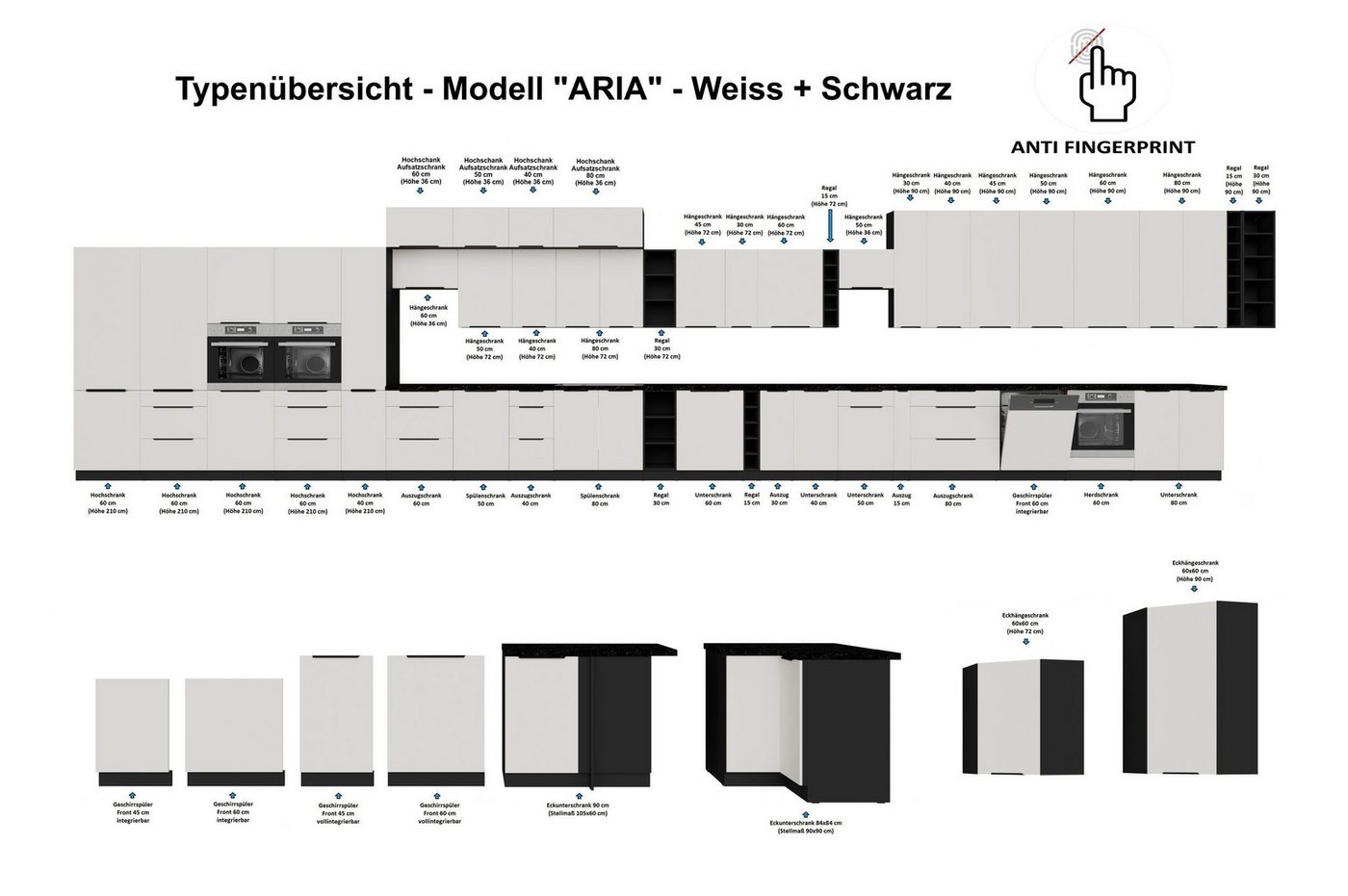 Küchen-Preisbombe Hängeschrank 60 cm Küche ARIA Weiss Küchenzeile Küchenblock Anti Fingerprint Bild 4