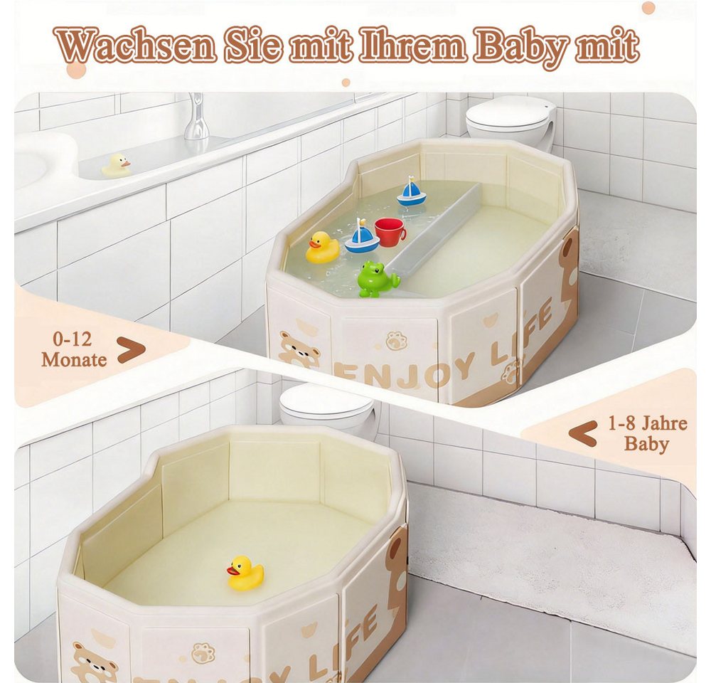 AFKSMILE Babybadewanne Baby Badewanne, Tragbare Klappbare Kinderbadewanne mit Abflussloch