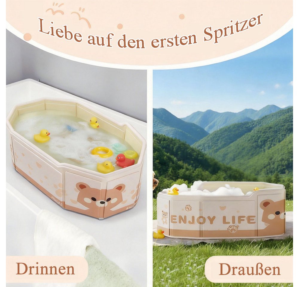 AFKSMILE Babybadewanne Baby Badewanne, Tragbare Klappbare Kinderbadewanne mit Abflussloch Bild 3