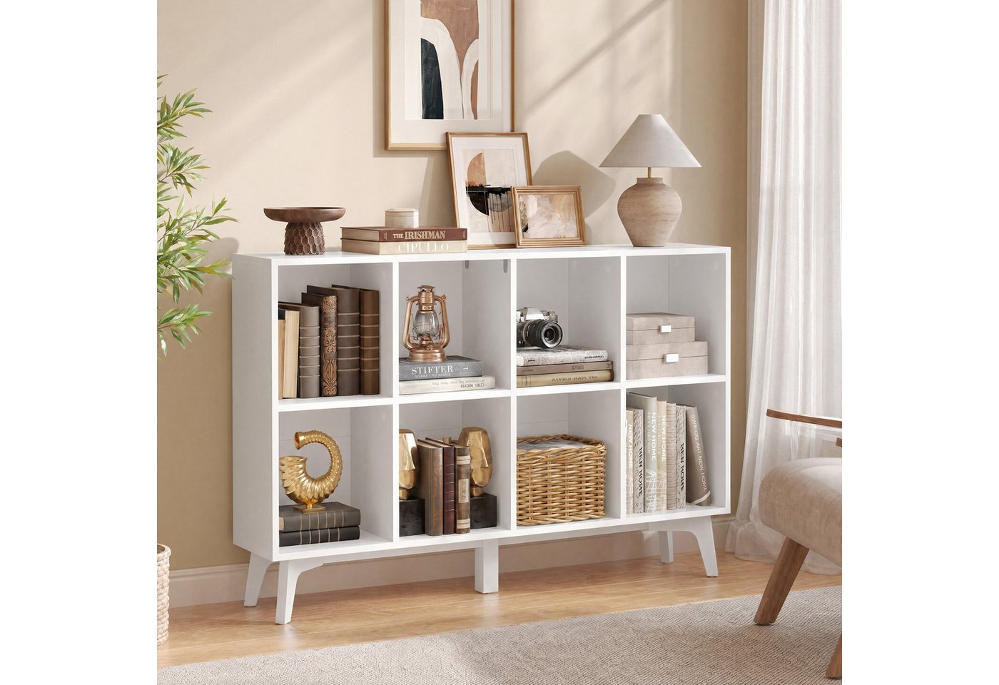VASAGLE Bücherregal Standregal, 8 Fächer, Würfelregal, Aufbewahrungsregal, 24 x 119,6 x 77 cm Bild 2