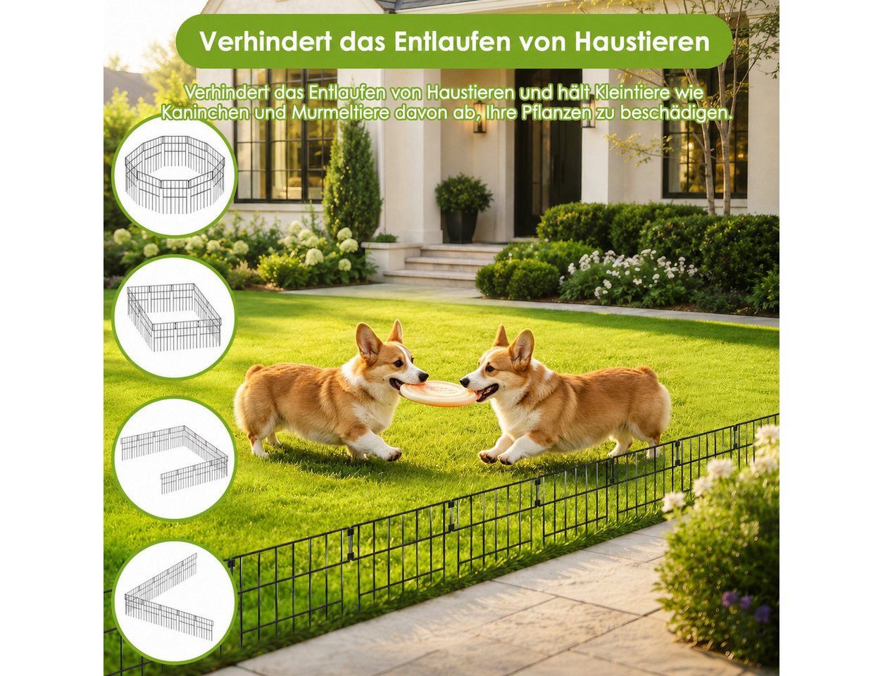 BlingBin Gartenzaun 10-teilig Beetzaun aus Metall, Tierbarriere Zaun, (Beetbegrenzung, 10-St., 32,5 × 40 cm Metallzaun), Begrenzungszaun, Hundezaun für Blumenbeete, Garten, Tierabsperrung