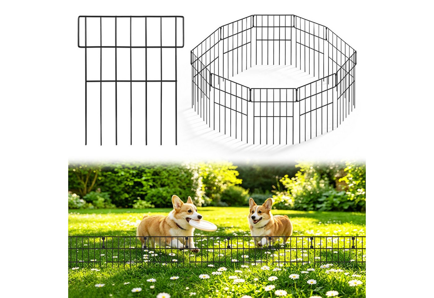 BlingBin Gartenzaun 10-teilig Beetzaun aus Metall, Tierbarriere Zaun, (Beetbegrenzung, 10-St., 32,5 × 40 cm Metallzaun), Begrenzungszaun, Hundezaun für Blumenbeete, Garten, Tierabsperrung Bild 2