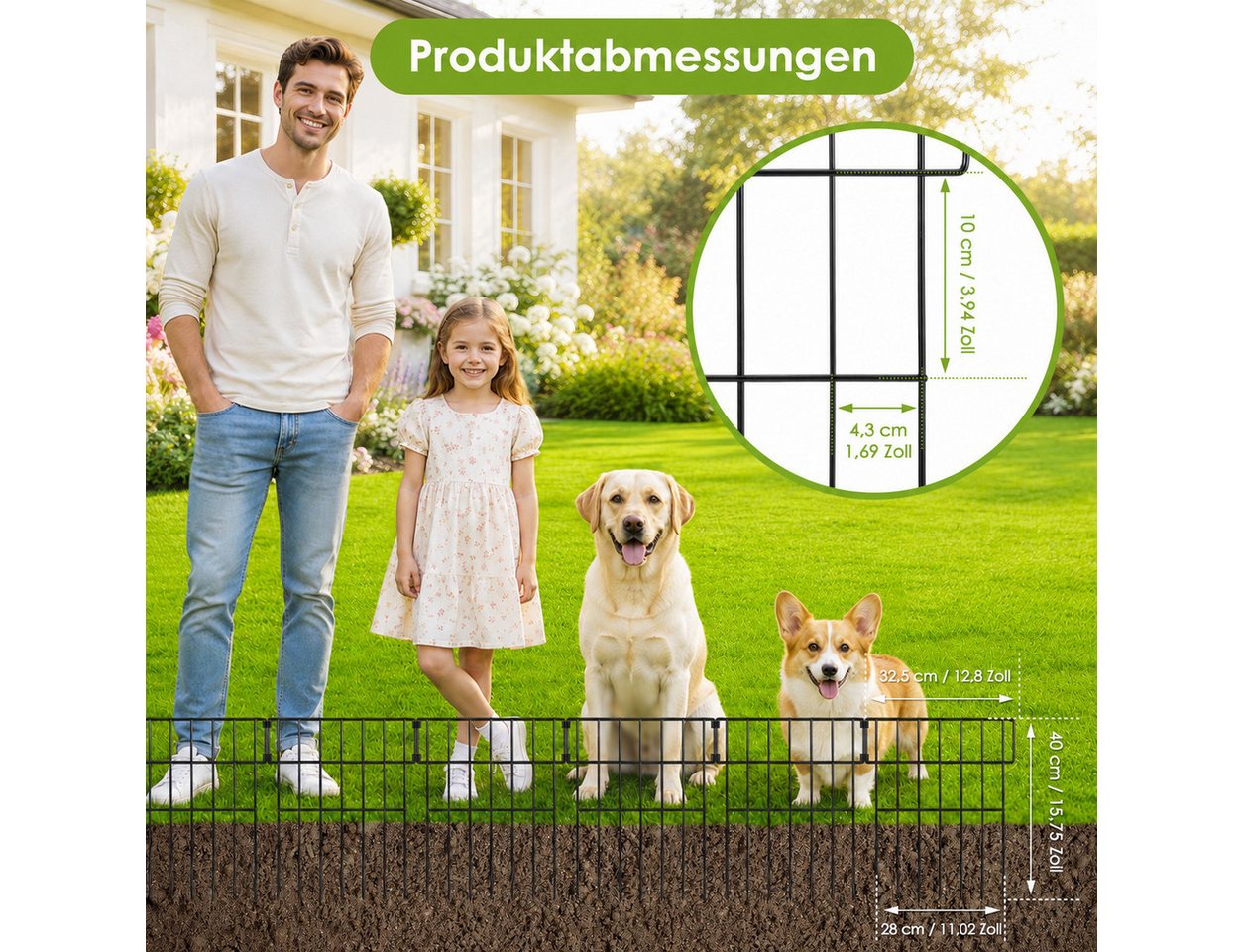 BlingBin Gartenzaun 10-teilig Beetzaun aus Metall, Tierbarriere Zaun, (Beetbegrenzung, 10-St., 32,5 × 40 cm Metallzaun), Begrenzungszaun, Hundezaun für Blumenbeete, Garten, Tierabsperrung Bild 5