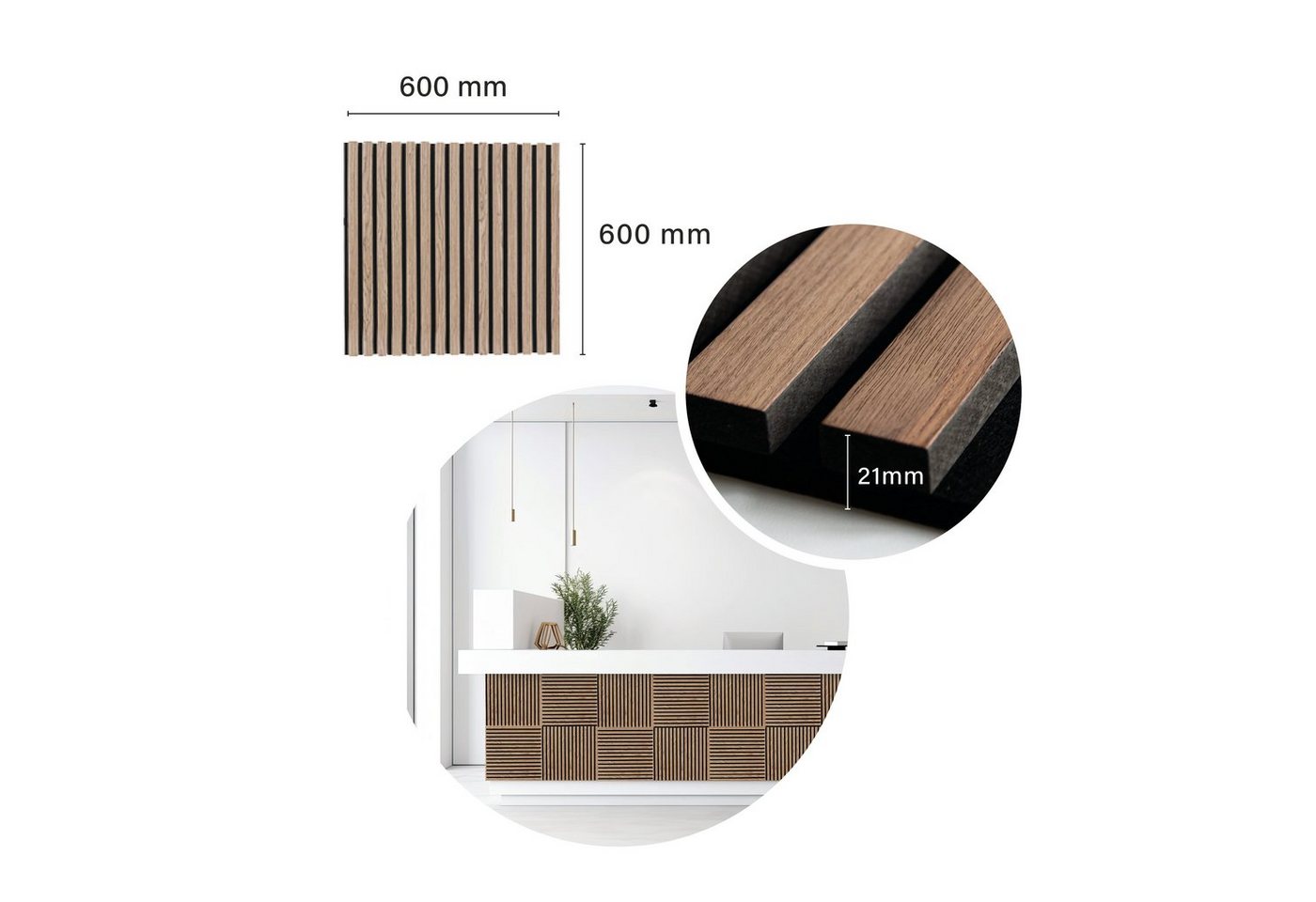 Kaiser plastic Wandpaneel Akustikpaneele - Geräuschunterdrückung - Holzpaneele Wand, BxL: 60x60 cm, 0,36 qm, (1-tlg) Bild 2