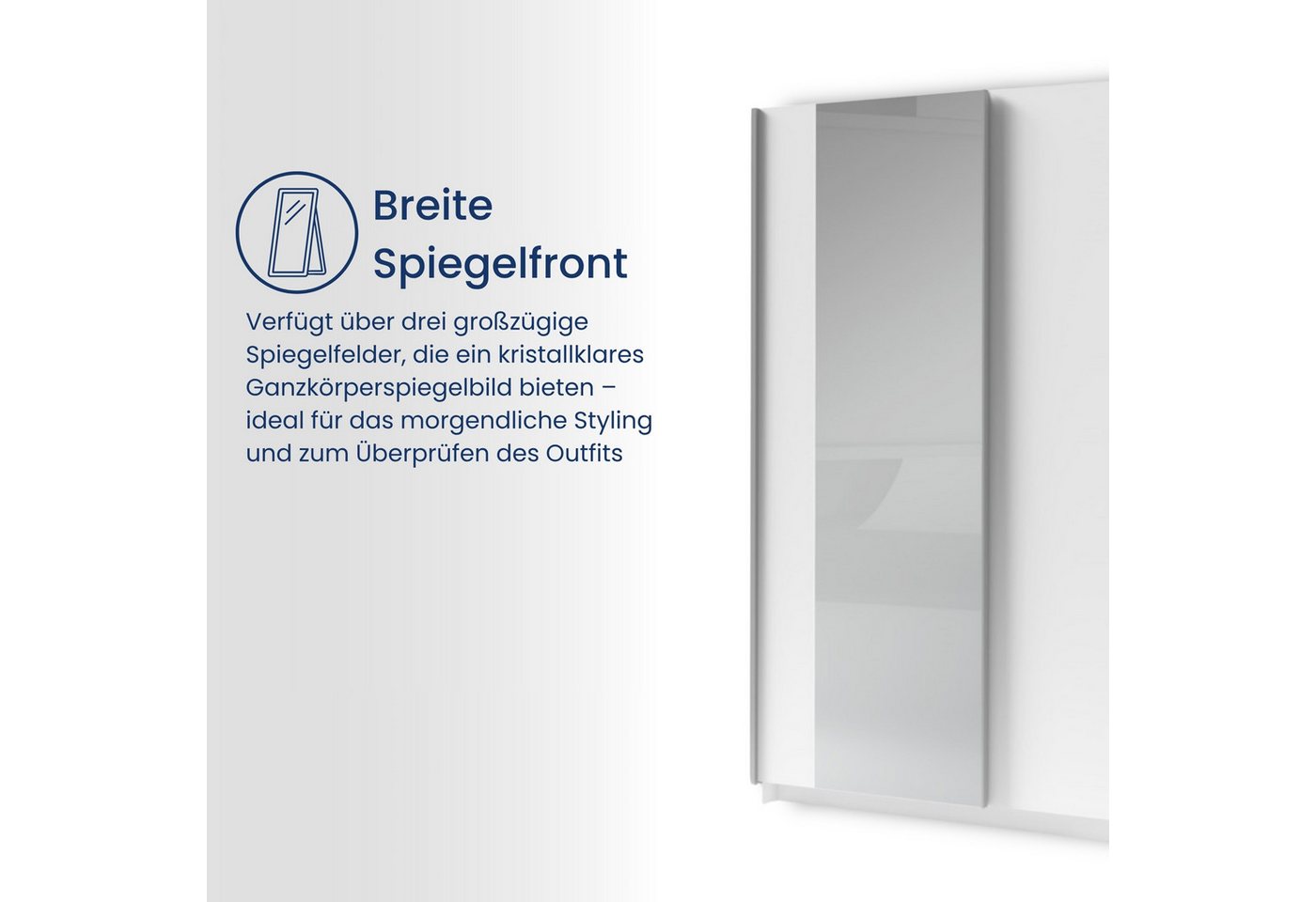 Home Collective Schwebetürenschrank Kleiderschrank Schlafzimmerschrank Schrank Garderobe, 150 oder 180 cm (mit einseitigem Spiegel an der linken Schiebetür) 4 Böden & Kleiderstange für viel Stauraum Weiß 150 cm Breite Bild 2