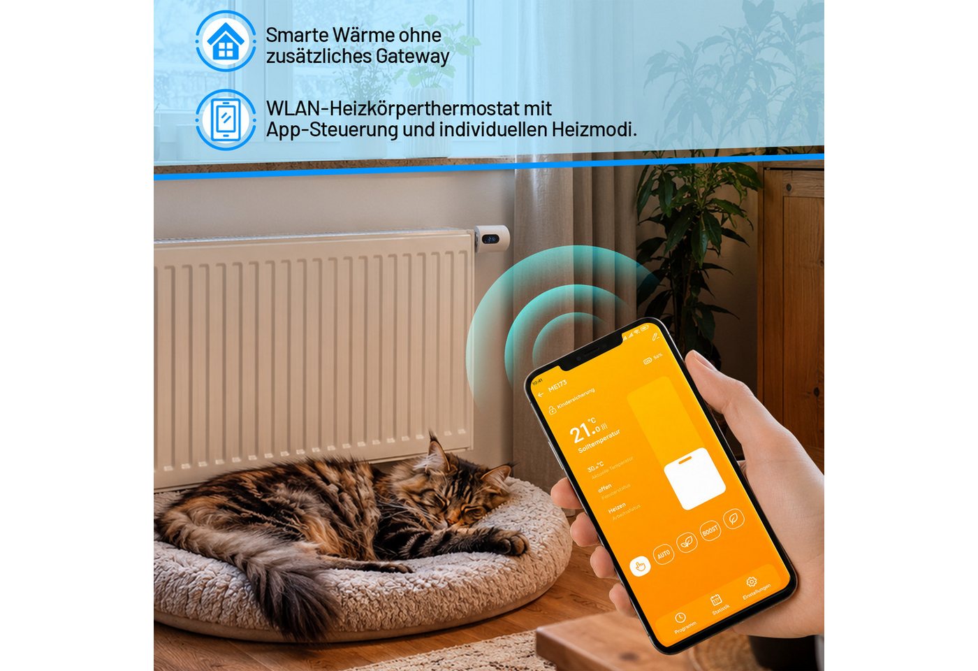 Clanmacy Heizkörperthermostat Smartes Thermostat WiFi, App-Steuerung, Smart Life/Tuya, Weiß, 6er, (42 St) Bild 3