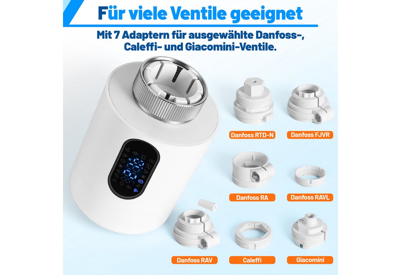 Clanmacy Heizkörperthermostat Smartes Thermostat WiFi, App-Steuerung, Smart Life/Tuya, Weiß, 6er, (42 St) Bild 5