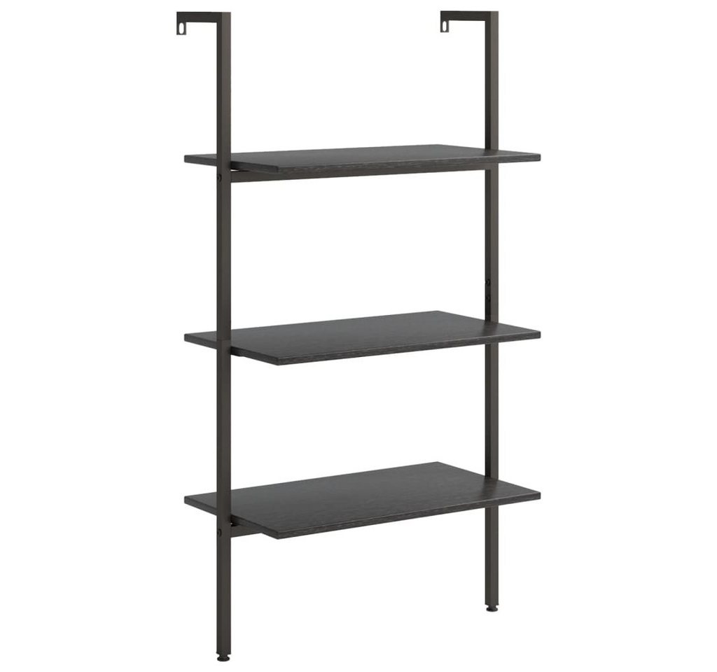 furnicato Bücherregal Anlehnregal 3 Ablagen 64 x 35 x 120,5 cm Schwarz, 1-tlg., Stabiles Bücherregal mit Wandhalterung für dein Wohnzimmer