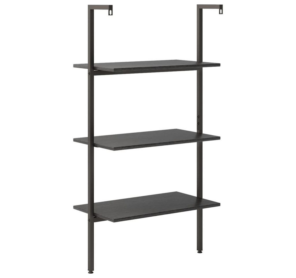 furnicato Bücherregal Anlehnregal 3 Ablagen 64 x 35 x 120,5 cm Schwarz, 1-tlg., Stabiles Bücherregal mit Wandhalterung für dein Wohnzimmer Bild 4