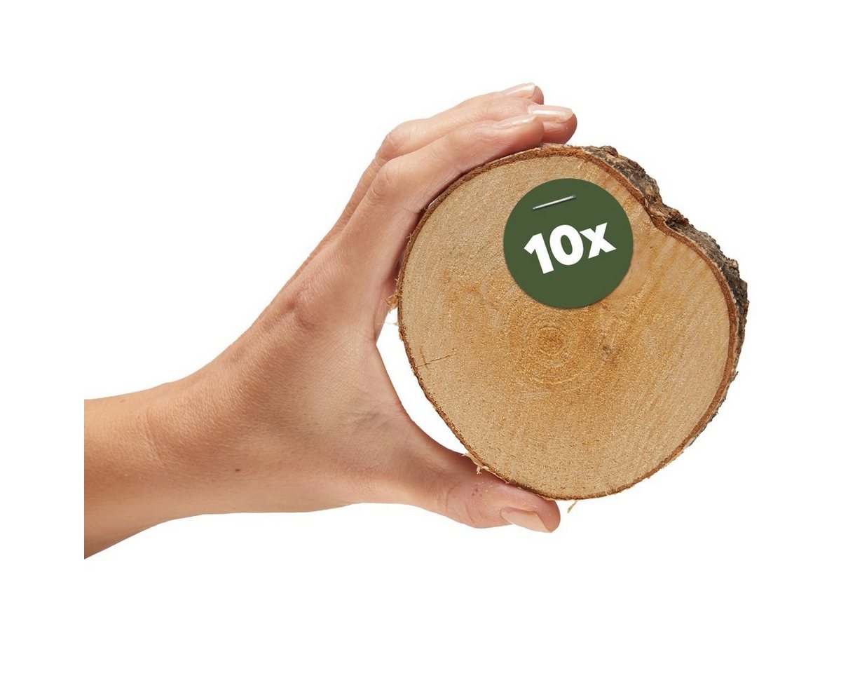 matches21 HOME & HOBBY Bastelnaturmaterial Kleine 8 cm Baumscheiben 10er Pack zum Holz-Deko Basteln, (10-tlg), runde Holzscheiben aus massivem EU Birkenholz