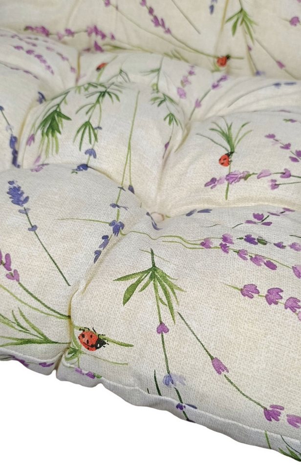 Rattani Hochlehnerauflage Polster, Kissen für Gartenstuhl Hochlehner Auflage Sylva 120x50, Color Living Maikäfer . Bindebänder . Extra dicke Füllung . Bild 2