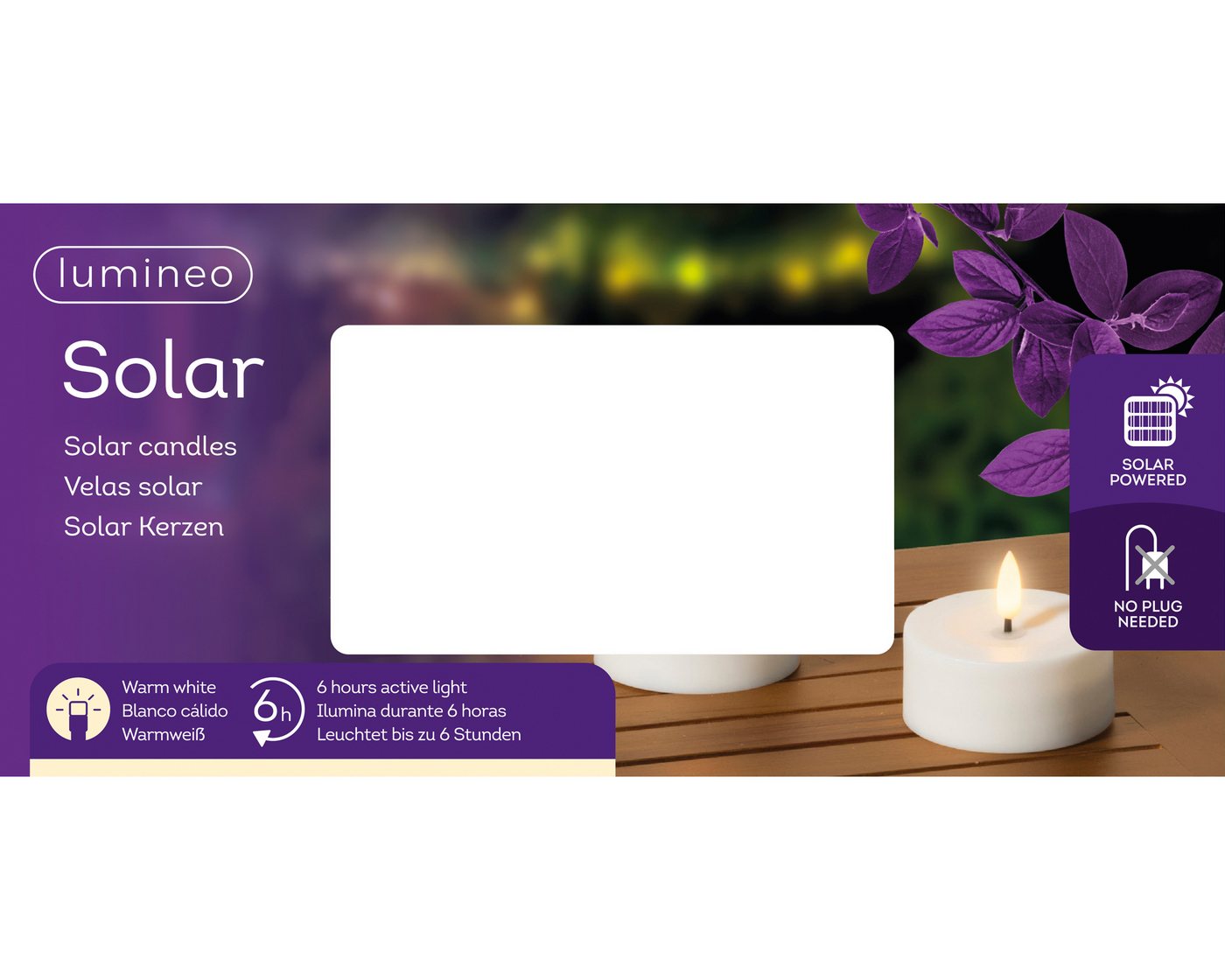 Lumineo LED-Teelichter, Flacker Effekt, warmweiß, Solar LED Teelicht 7x3cm Outdoor Kunststoff 2 Stk. Weiß / Warmweiß Bild 2