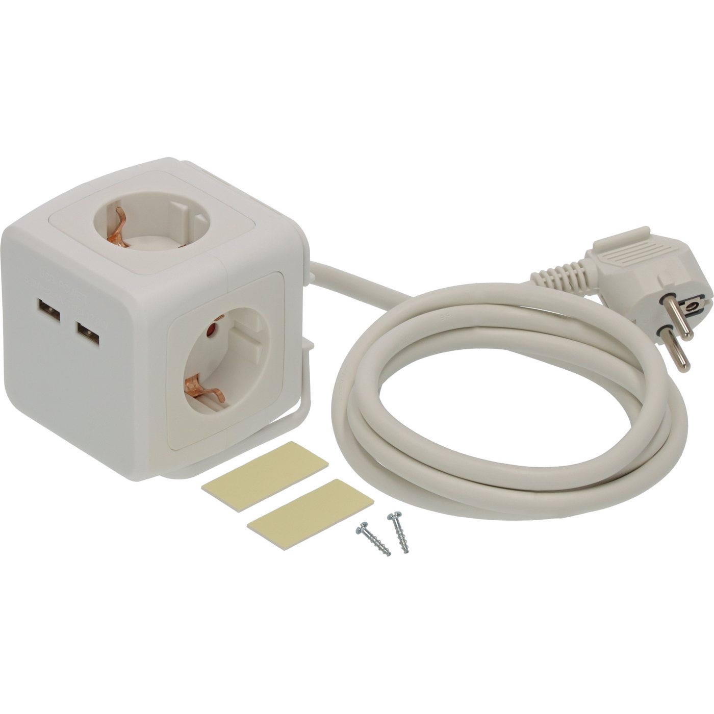 Brennenstuhl Steckdosenwürfel mit 2x USB, 1,4m Kabel, weiß Steckdosenleiste 4-fach (Kabellänge 1.4 m) Bild 3