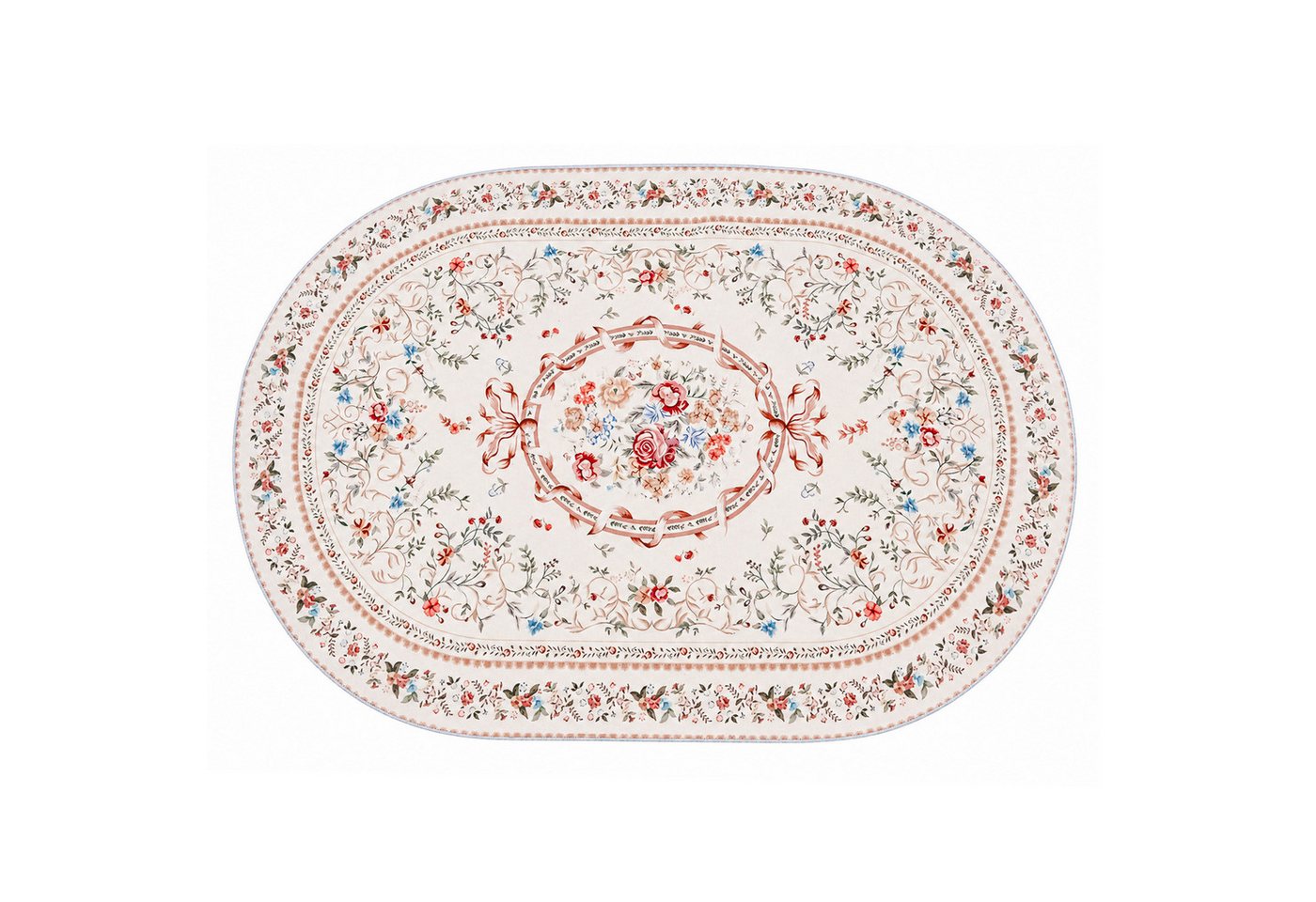 Youyijia Teppich Samtteppich Oval 227x160cm, Vintage Blumenteppich Wohnzimmer Bild 2