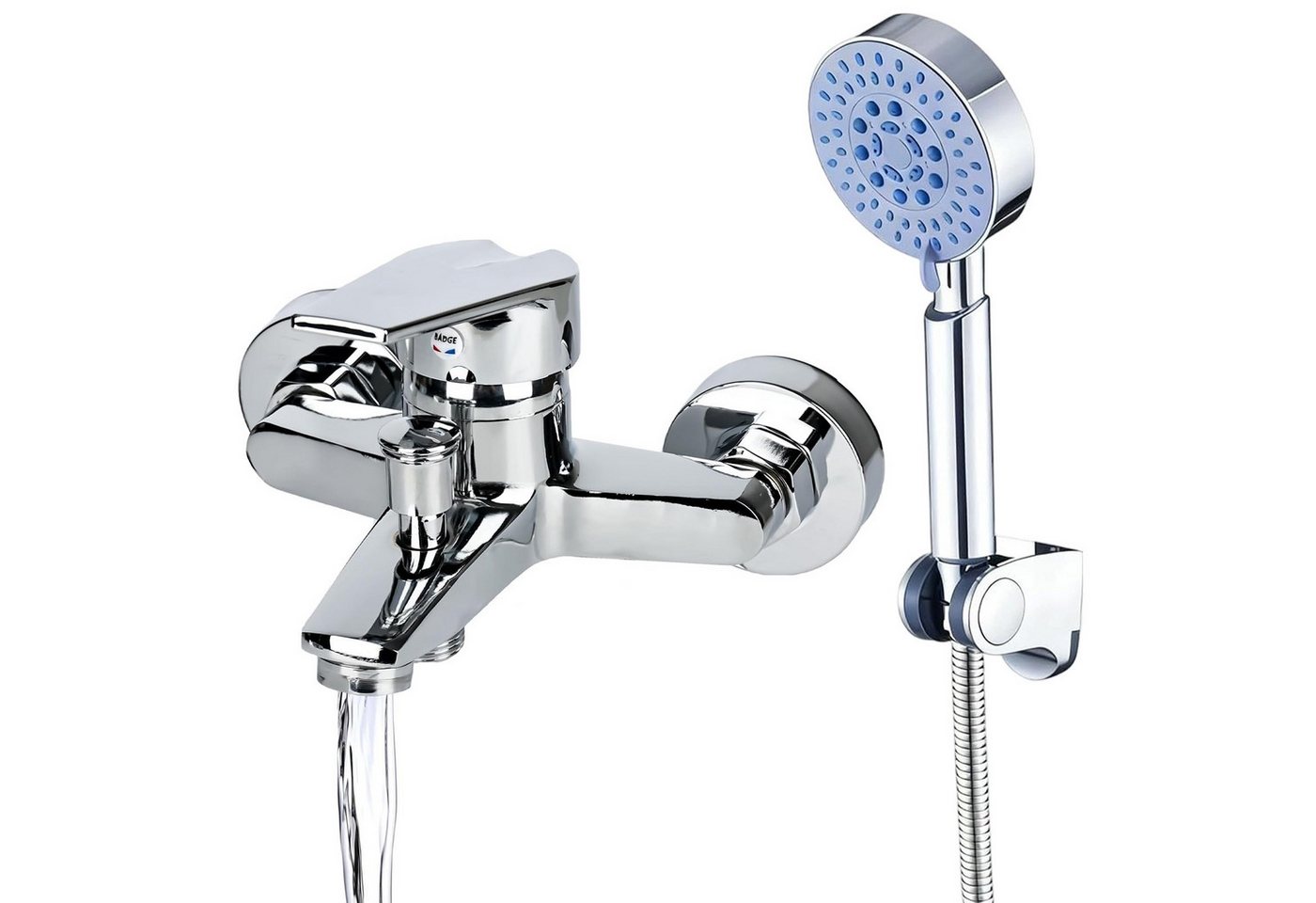 AKKEE Wannenarmatur Badewannenarmatur mit Handbrause Badewannen Amaturen Set 5 Funktionen Messing Duscharmatur Wasserhahn, Edelstahl, Chrom Bild 4
