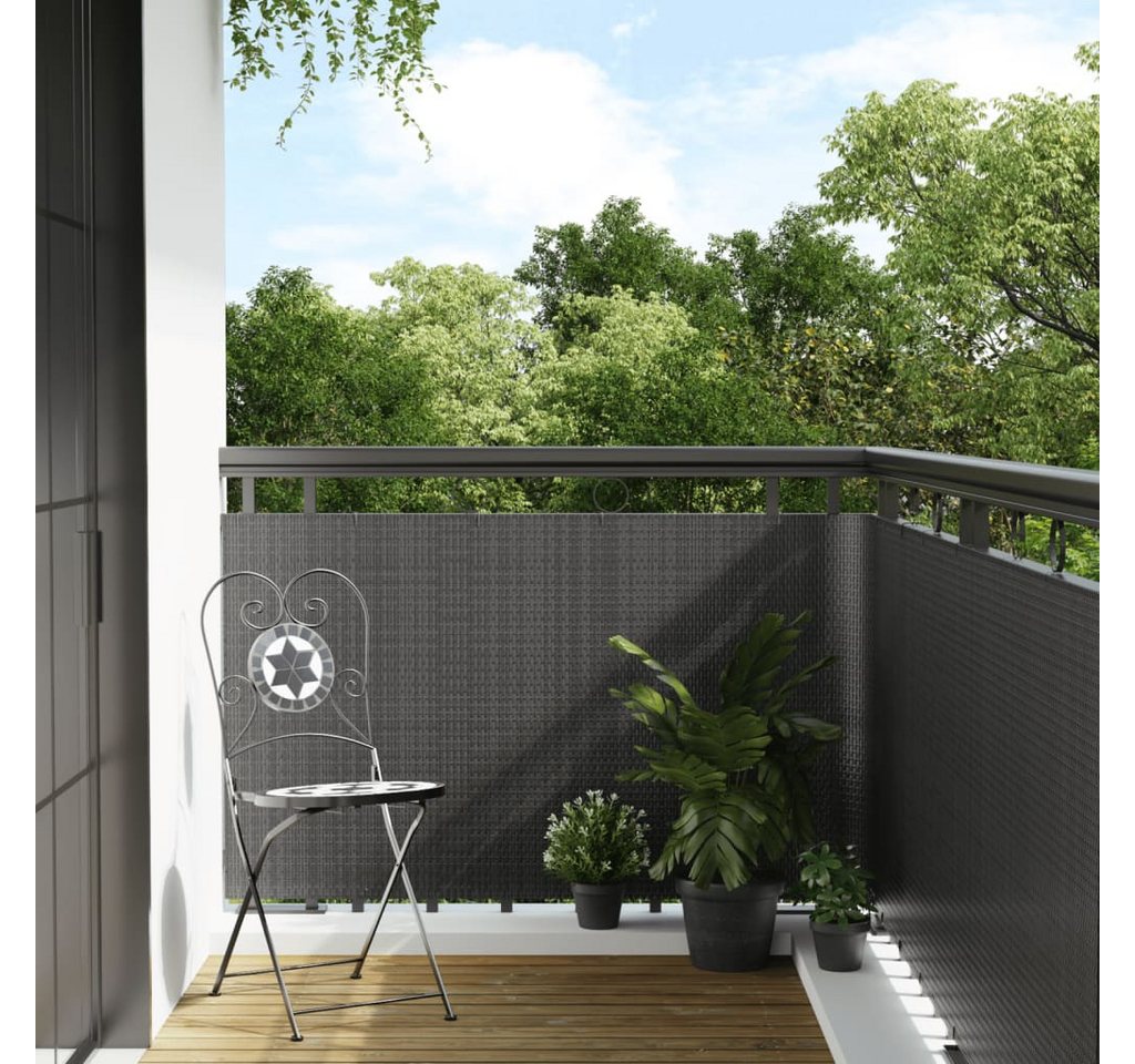 furnicato Balkonsichtschutz Balkon-Sichtschutz Rattan-Optik 300x80 cm Anthrazit Witterungsbeständiger Sichtschutzzaun mit praktischer Rattan-Optik Bild 3