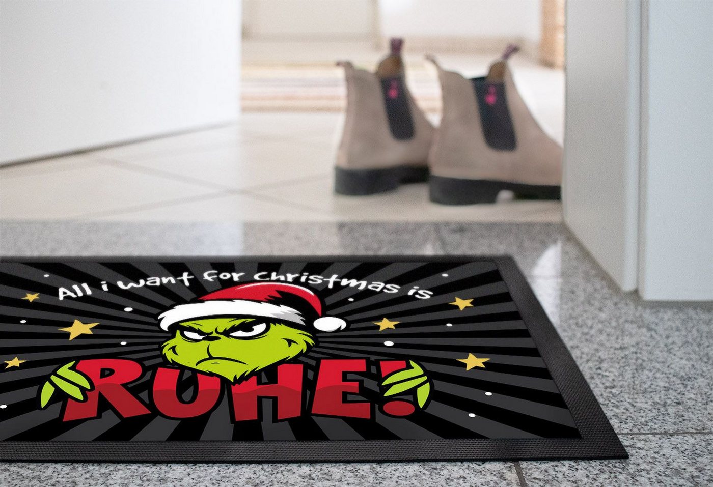 MoonWorks Fußmatte Fußmatte Weihnachten Grinch Ruhe Anti Weihnachtsdeko Weihnachtsmuffel, rechteckig