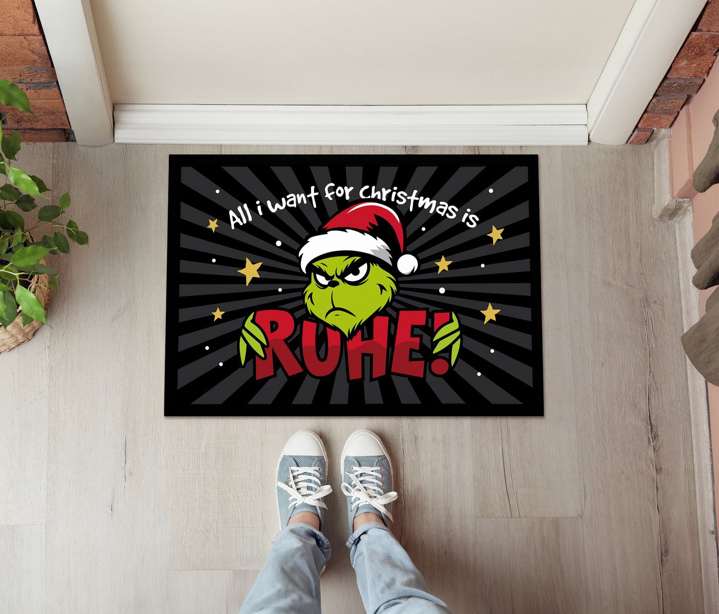 MoonWorks Fußmatte Fußmatte Weihnachten Grinch Ruhe Anti Weihnachtsdeko Weihnachtsmuffel, rechteckig Bild 3