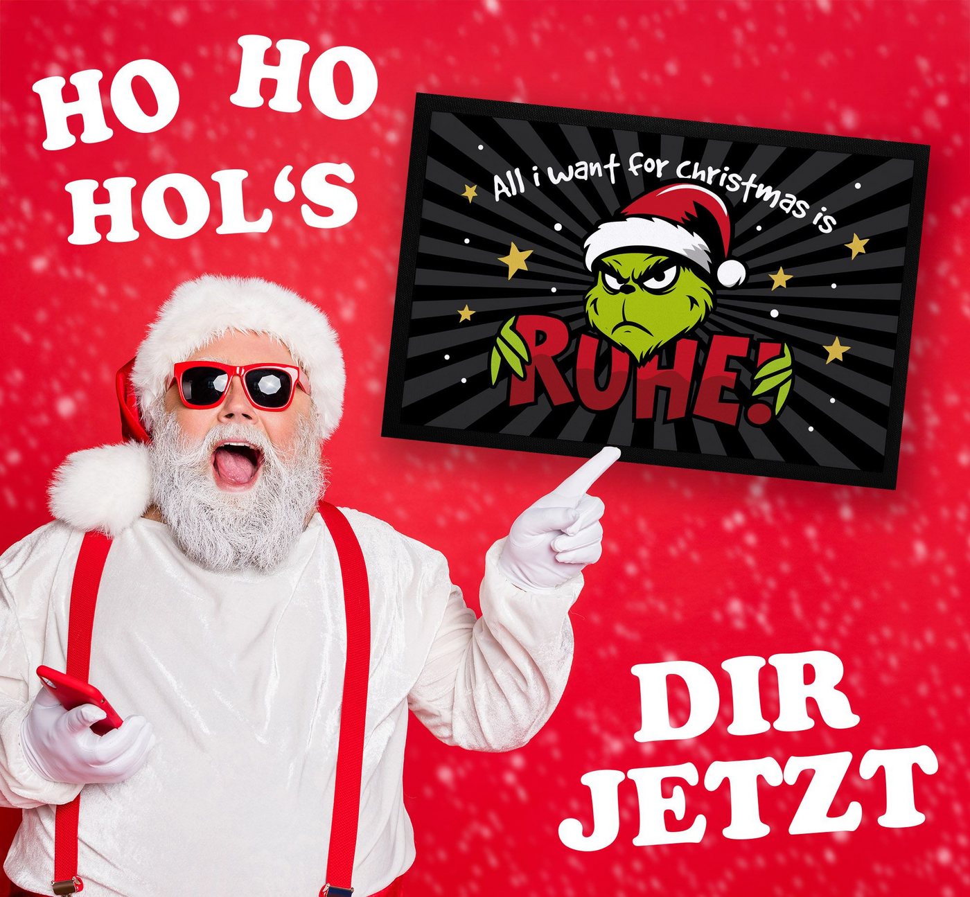 MoonWorks Fußmatte Fußmatte Weihnachten Grinch Ruhe Anti Weihnachtsdeko Weihnachtsmuffel, rechteckig Bild 5