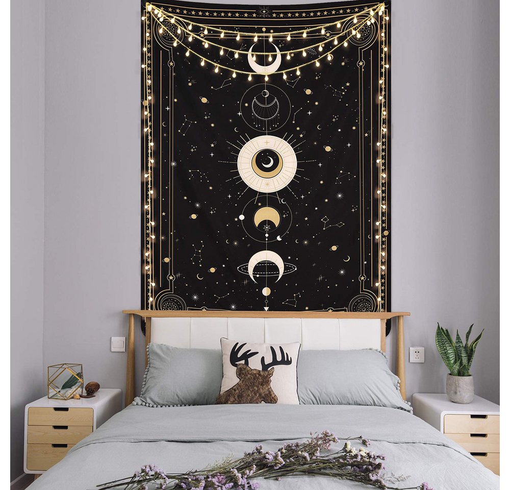 Zyronn Wandteppich Mondphasen-Wandteppich,Wandbehang Deko,Tarot Wanddeko,Boho-Stil, Retro-Astrologie-Wanddekoration für Schlafzimmer und Wohnzimmer Bild 4