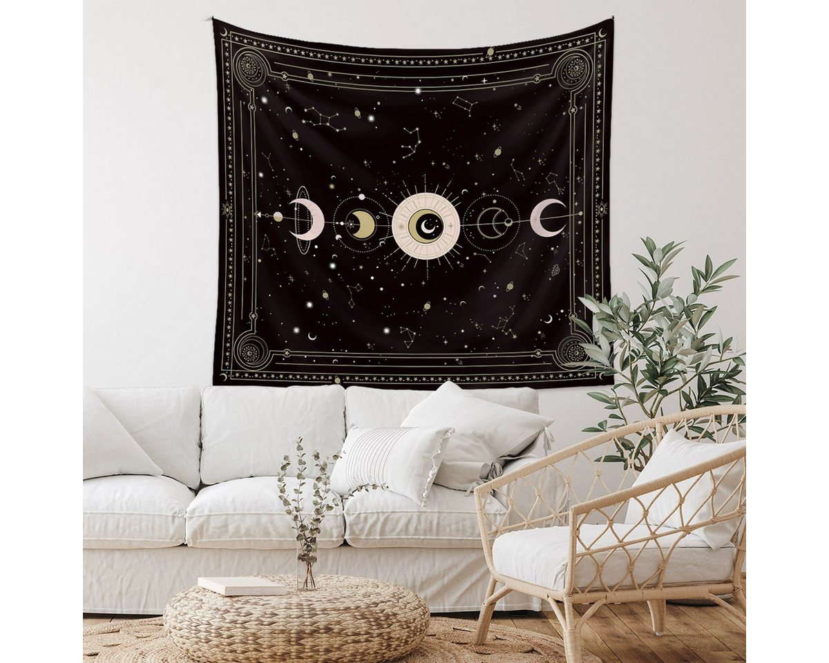 Zyronn Wandteppich Mondphasen-Wandteppich,Wandbehang Deko,Tarot Wanddeko,Boho-Stil, Retro-Astrologie-Wanddekoration für Schlafzimmer und Wohnzimmer Bild 5