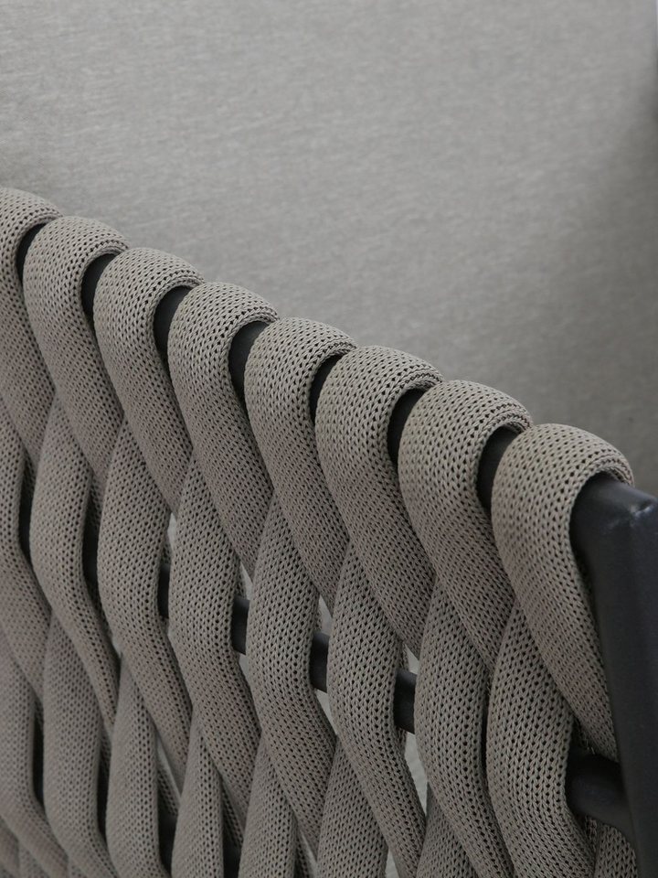 Gardissimo Gartenlounge-Set Abby rechts taupe Rope Dining Gartenmöbelset, (Set, 4-tlg., Alu, Ecklounge, Esstisch, 2 Sessel, inkl. Auflagen), wetterfest / Bezüge waschbar / Aluminium