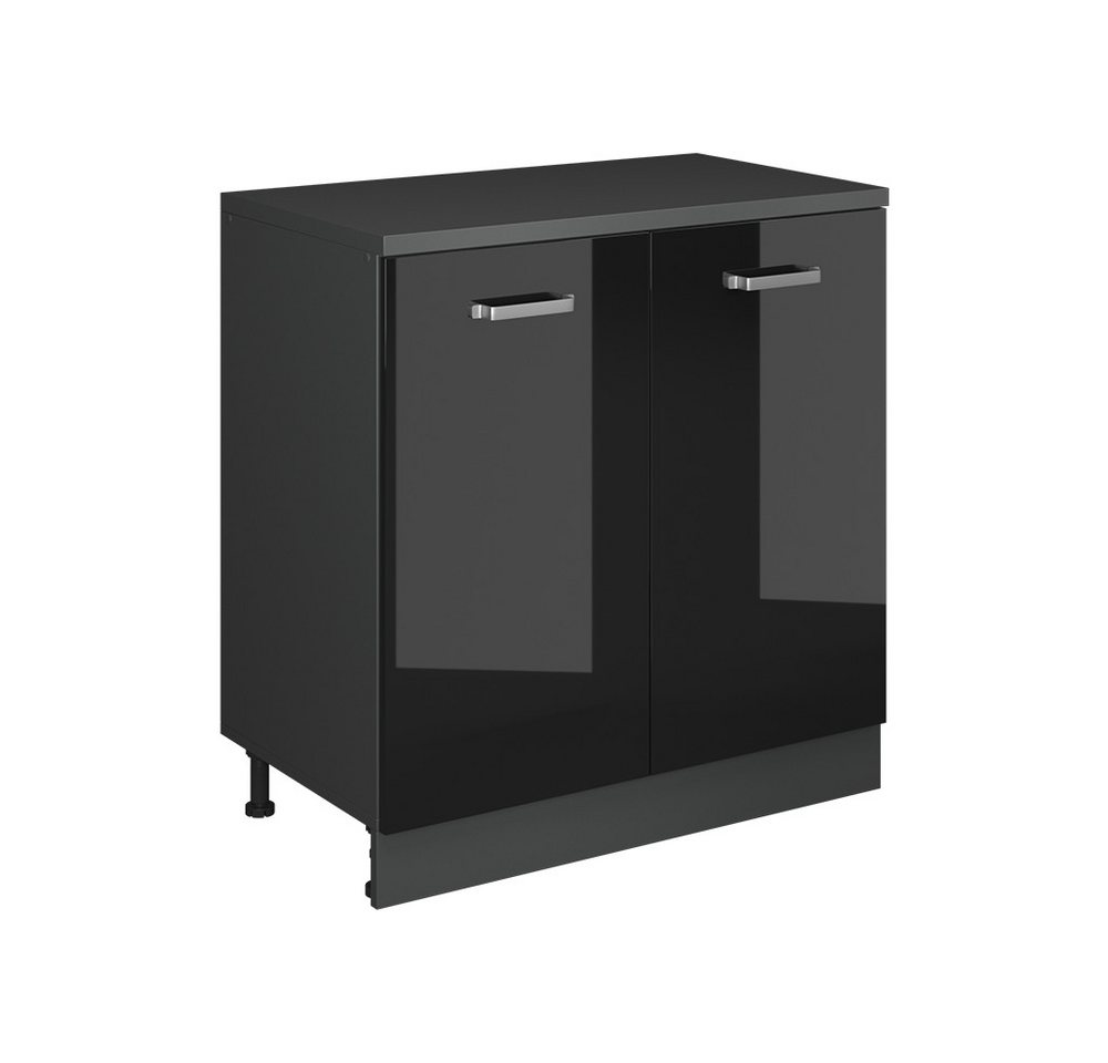 Vicco Unterschrank R-Line, Schwarz Hochglanz, 80 cm ohne Schräge mit 2 Türen Bild 2